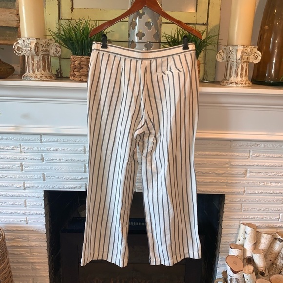 J. Jill Blue Striped Linen Blend Casual Wide Leg Pants NEW Size 12 Petite - Picture 8 of 9